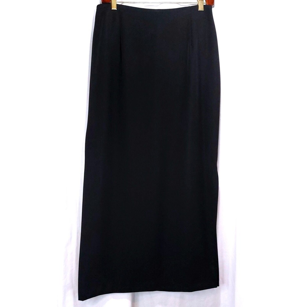 GIORGIO FIORLINI Collection A-Line Dressy Maxi Skirt Size 10 Black Side‎ Slit